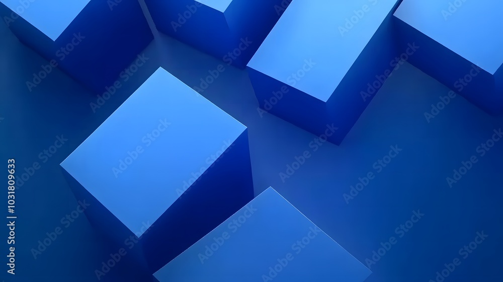 Abstract 3d render, blue geometric background design with cubes Abstract 3d render, blue geometric background design with cubes