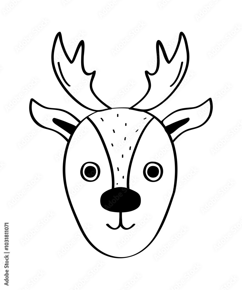 Cartoon Christmas character reindeer. Vector illustration of funny hand draw character. Isolate on a white background. Cartoon Christmas character reindeer. Vector illustration of funny hand draw character. Isolate on a white background.