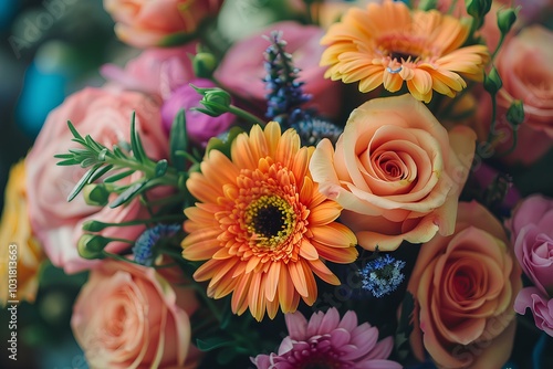 A close up of a bouquet of flowers