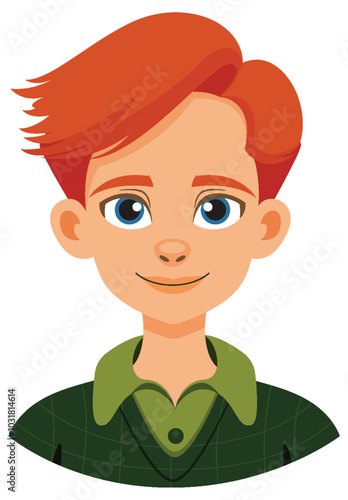 Smiling Red-Haired Boy Illustration