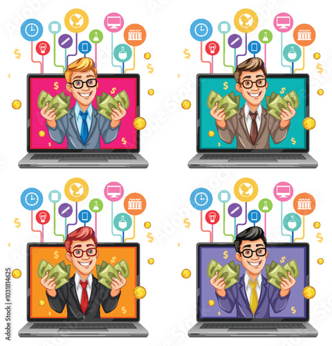 Successful Online Businessmen with Money