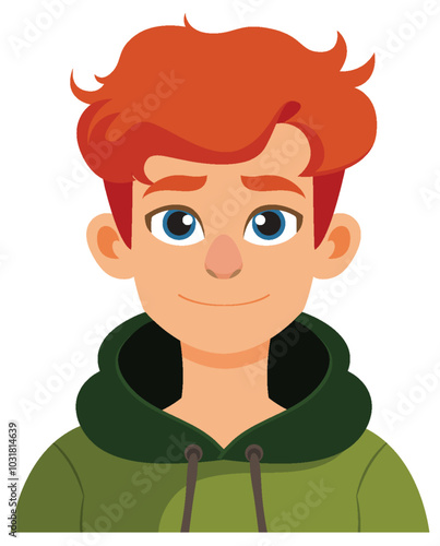 Smiling Red-Haired Boy Illustration