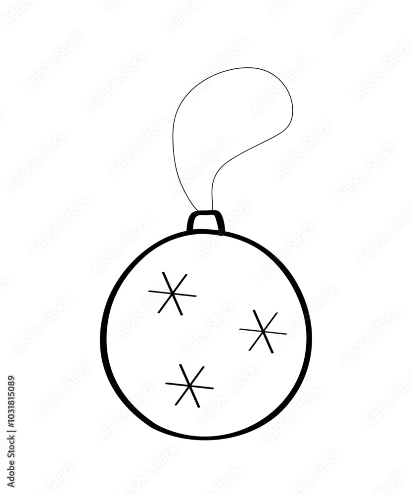 Christmas tree ball toy. Vector illustration of a doodle icon is a festive decoration. Isolate on a white background. Christmas tree ball toy. Vector illustration of a doodle icon is a festive decoration. Isolate on a white background.