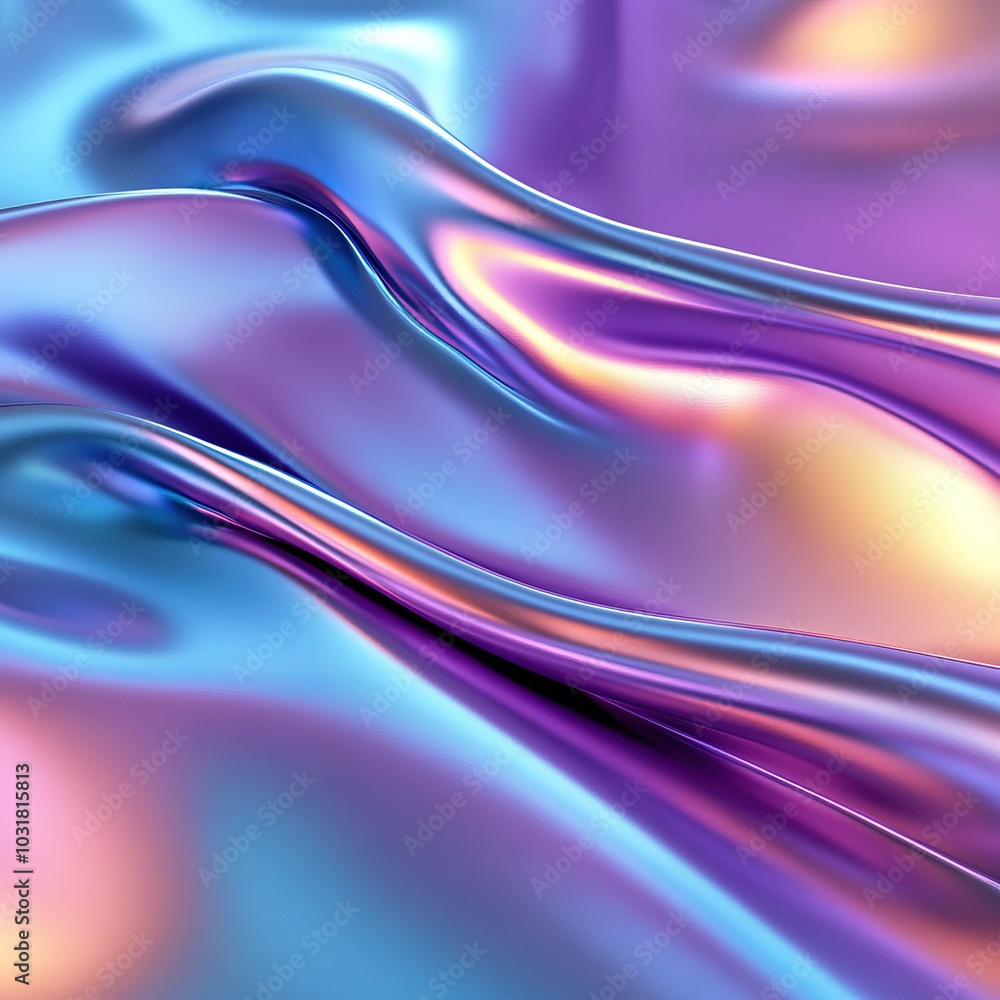 Colorful abstract waves of smooth, shiny material with a blend of blue and purple hues. Colorful abstract waves of smooth, shiny material with a blend of blue and purple hues.