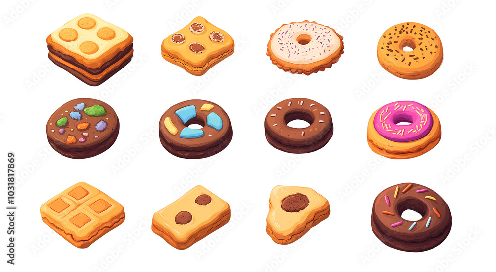 Cookies with Bites and Crumbs – Cartoon Dessert Illustration
Cookies with Bites and Crumbs – Cartoon Dessert Illustration