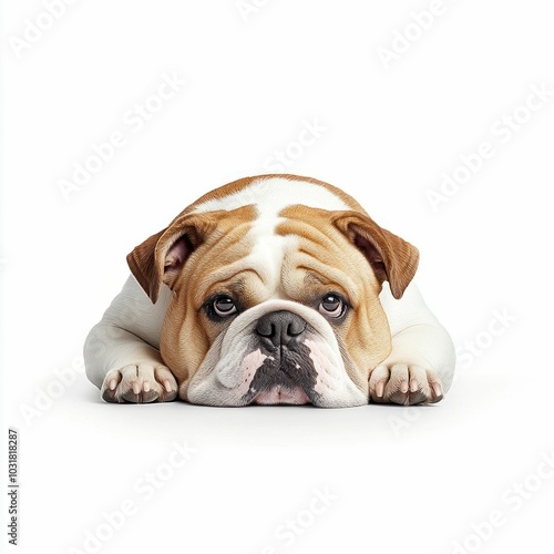 English Bulldog Isolated on White Background