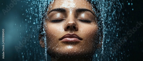 Woman Refreshing Her Face with Water Splash