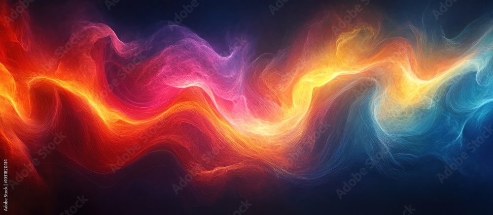 Obraz premium Abstract background with flowing, bright, colorful, vibrant, dynamic, neon, glowing, luminous, light, waves, lines, streaks,
