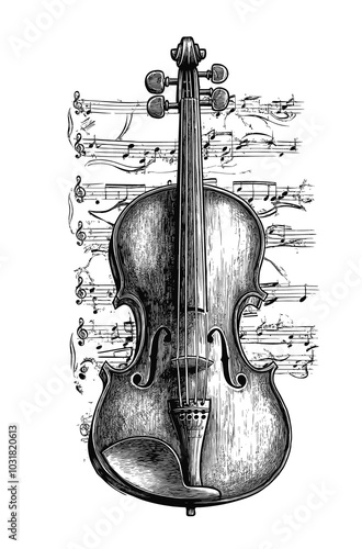 hand drawn violinist isolated on background