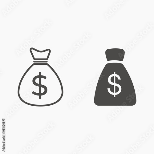 Money bag icon vector sign. Dollar, usd, currency symbol