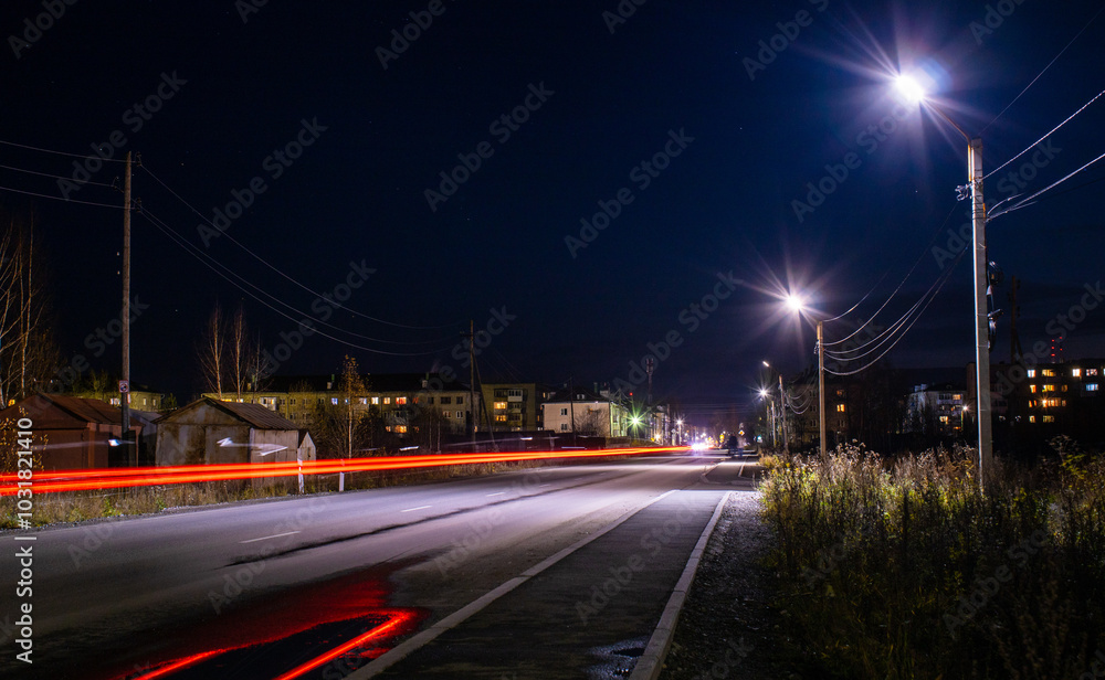 Light tunnel effect on city streets. Light tunnel effect on city streets.