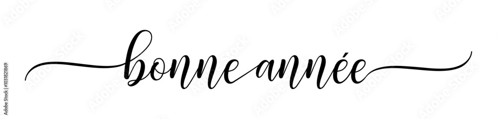 Obraz premium Bonne Année – Happy New Year French language, Calligraphy brush text banner with transparent background