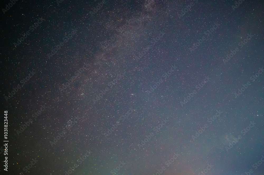 Fototapeta premium Shooting the night starry sky in the village of Burabay, a suburb of Shchuchinsk (Kokshetau), Kazakhstan. August, 2024