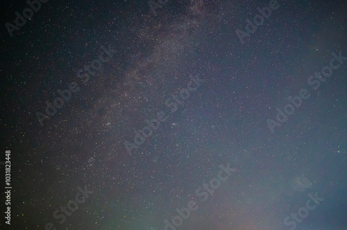 Shooting the night starry sky in the village of Burabay, a suburb of Shchuchinsk (Kokshetau), Kazakhstan. August, 2024 photo