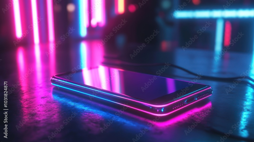 Smartphone under Neon Lights Smartphone under Neon Lights