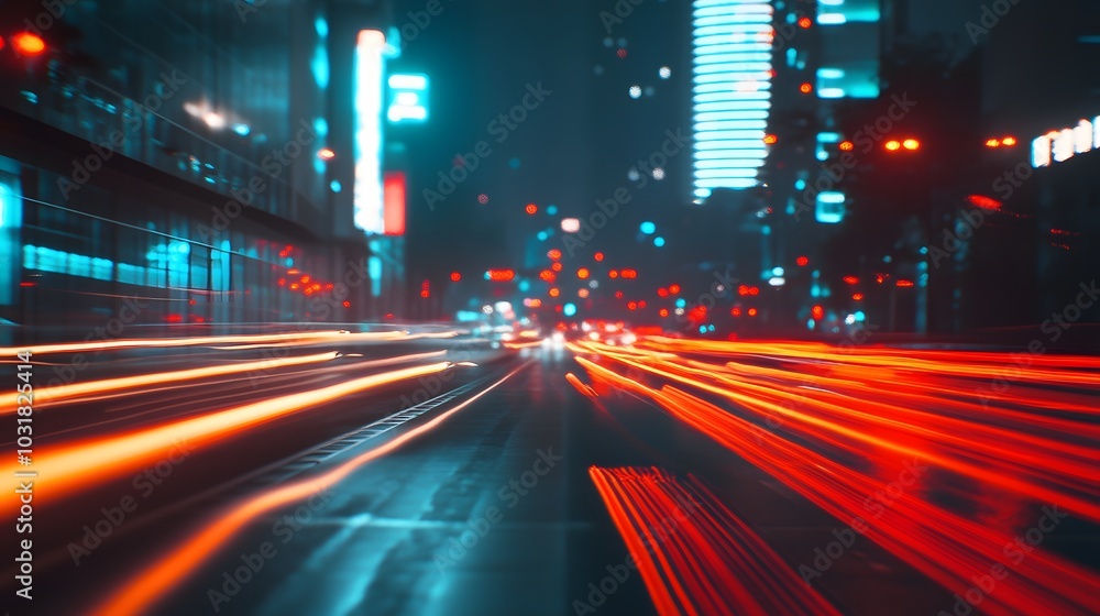 Naklejka premium Abstract speed technology background with Hong Kong City night scenes