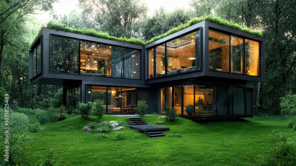 Modern House Design Surrounded by Lush Greenery Modern House Design Surrounded by Lush Greenery