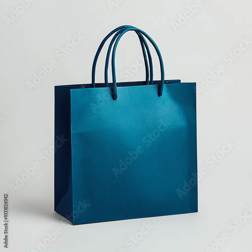 Blue Paper Shopping Bag for Mena??s Fashion in Black Friday Promotion photo