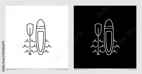 Stand Up Paddle Boarding Outline Icon Vector , Travel Adventure Single Icon