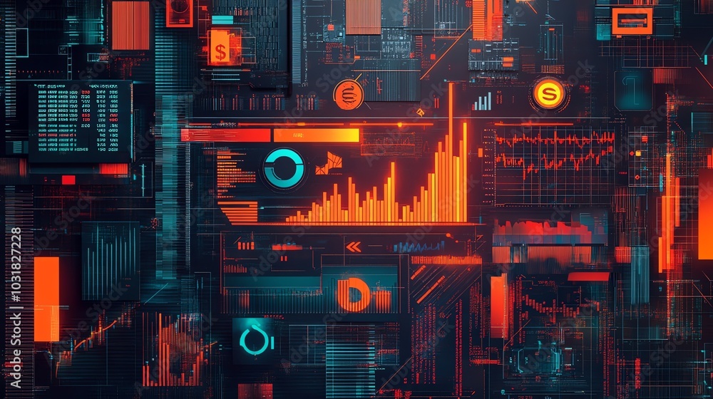 Abstract digital interface with graphs and data visualization Abstract digital interface with graphs and data visualization