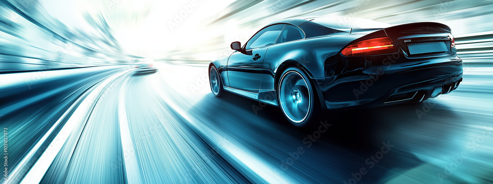 Technological Art Style: A Car on the Highway Surrounded by Auto Insurance Imagery, Showcasing Detailed Lighting and Shadow Effects Technological Art Style: A Car on the Highway Surrounded by Auto Insurance Imagery, Showcasing Detailed Lighting and Shadow Effects