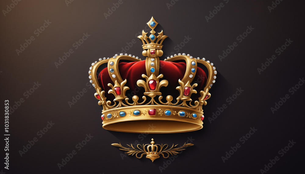 Golden Crown Vector Logo on Dark Background. Golden Crown Vector Logo on Dark Background.