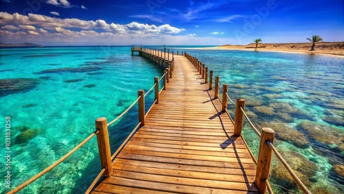 Wooden Pier at Giftun Island: A Vintage Paradise in Red Sea's Azure Waters photo