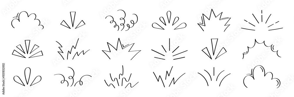 Super set different linear element drawn by hand. Cute cartoon expression sign doodle line stroke, decorative brush. Vector graphic design Super set different linear element drawn by hand. Cute cartoon expression sign doodle line stroke, decorative brush. Vector graphic design