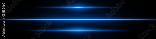 Set blue neon stripes or light flash. Thin line with a white highlight. Laser beams, horizontal beams. Beautiful light reflections. Glowing stripes on a black background.