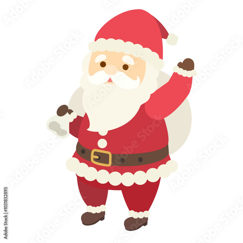 アイソメトリックで描いたサンタクロースのイラスト