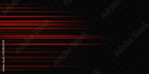 Abstract red laser beam. On a black background. Lighting effect. Directional spotlight. Light streaks fading into darkness on a black background, creating a dynamic and abstract effect.