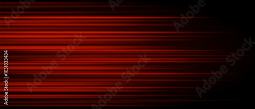 Abstract red laser beam. Lighting effect. Directional spotlight. Light streaks fading into darkness on a black background, creating a dynamic and abstract effect.