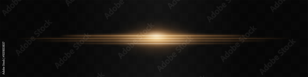 Moving fast Horizontal glowing golden light beam on a black background, Highlight effect. Abstract laser reflection. Light effect. Directional light effect. Lens flare. Horizontal rays glowing Moving fast Horizontal glowing golden light beam on a black background, Highlight effect. Abstract laser reflection. Light effect. Directional light effect. Lens flare. Horizontal rays glowing