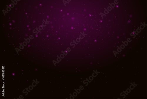 Glowing purple particles scattered across a dark background, creating a cosmic and abstract effect. Cosmic dust, starry sky, neon light