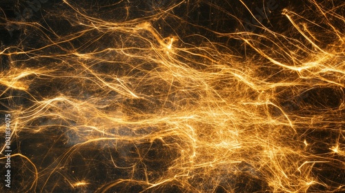 Fiery Golden Fractal Abstract Pattern photo