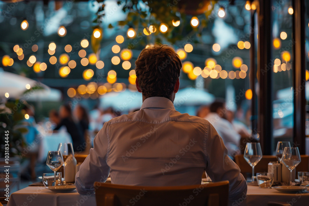 Obraz premium Romantic dinner, anniversary celebration, cozy restaurant cafe date, Generative AI image