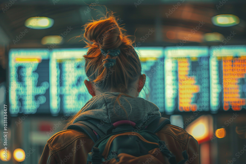 Planning traveling trip person with baggage at airport bus train station, Generative AI photo Planning traveling trip person with baggage at airport bus train station, Generative AI photo