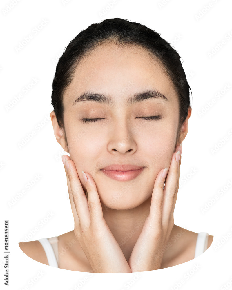 Asian girl png facial care sticker, transparent background Asian girl png facial care sticker, transparent background