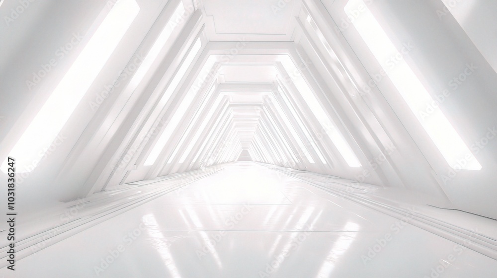 Naklejka premium Abstract White Corridor with Futuristic Design