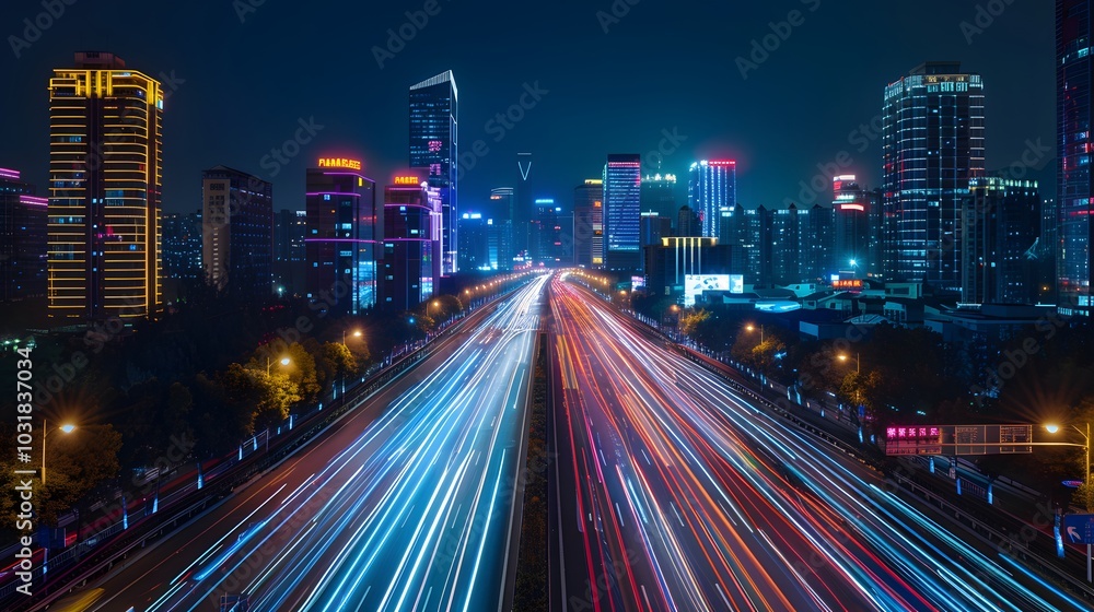 Abstract speed technology background with Hong Kong City night scenes Abstract speed technology background with Hong Kong City night scenes