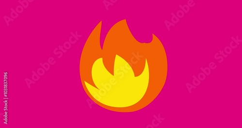 Fire Emoji reaction, icon animation on pink background _ seamless video