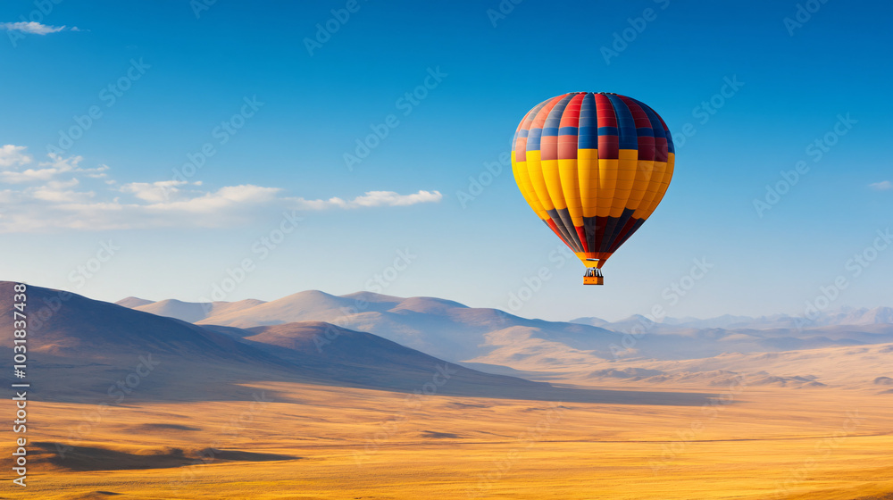 Fototapeta premium Colorful Hot Air Balloon Over Mountain Landscape