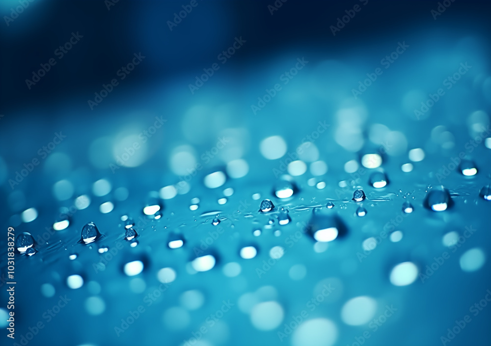 Colorful background with raindrops and blur evening lights in blue and aqua colors Colorful background with raindrops and blur evening lights in blue and aqua colors