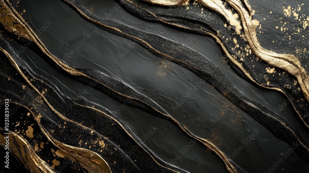 A luxurious background with golden details on a smooth, dark surface, perfect for creating an elegant and enchanting atmosphere A luxurious background with golden details on a smooth, dark surface, perfect for creating an elegant and enchanting atmosphere