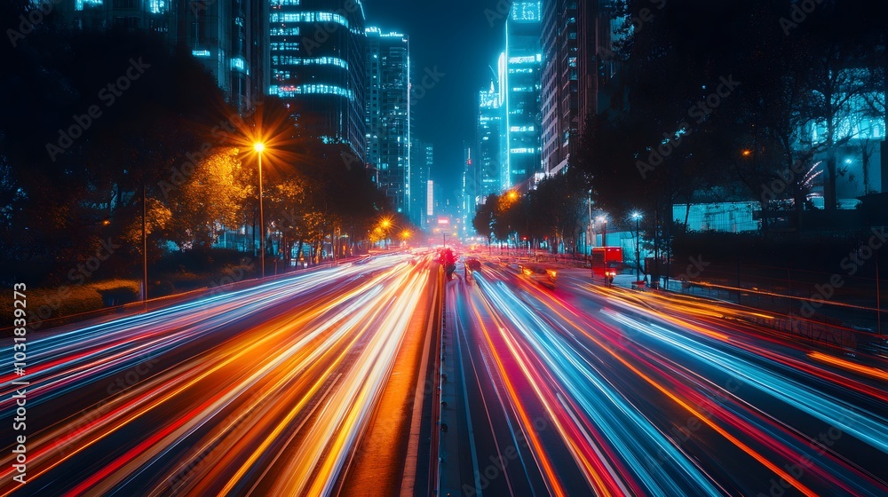 Abstract speed technology background with Hong Kong City night scenes Abstract speed technology background with Hong Kong City night scenes