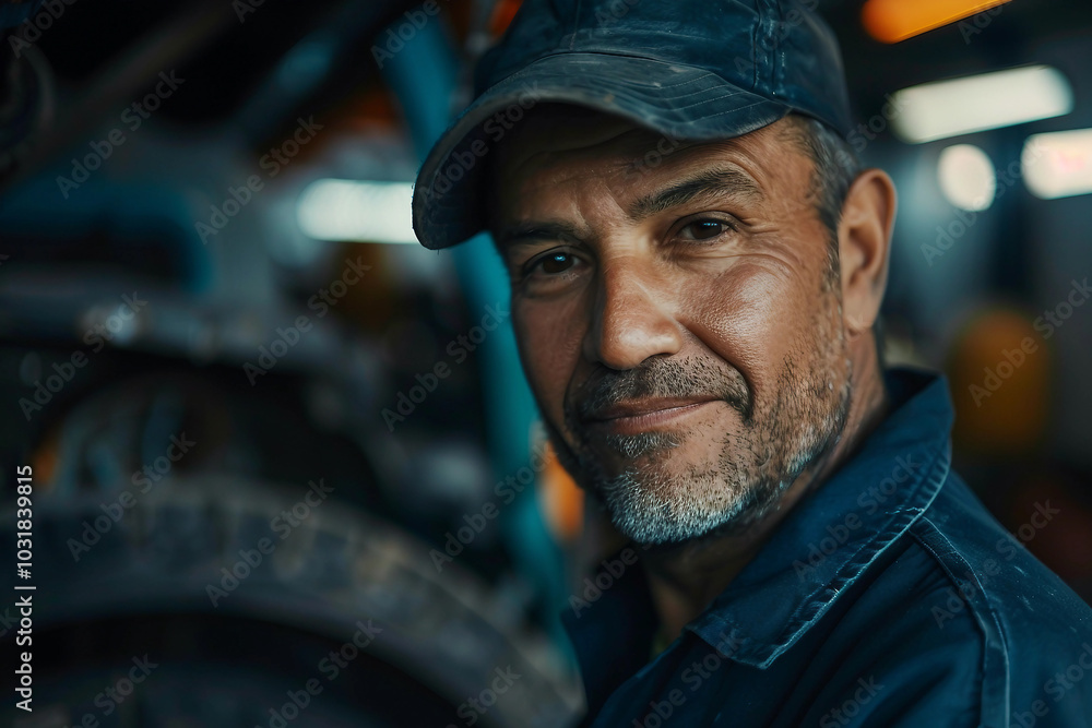Generative AI picture photo Car mechanic working with broken engine car service banner Generative AI picture photo Car mechanic working with broken engine car service banner