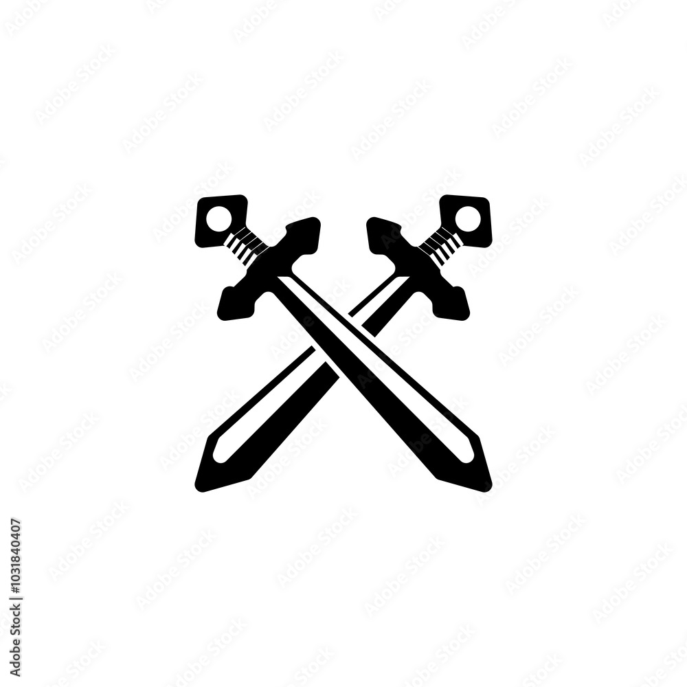 Crossed swords vector icon. Sword flat icon on white background. Crossed swords vector icon. Sword flat icon on white background.