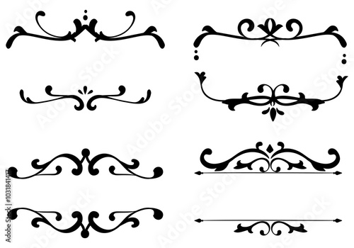 Luxury black flourish ornament png badge sticker collection