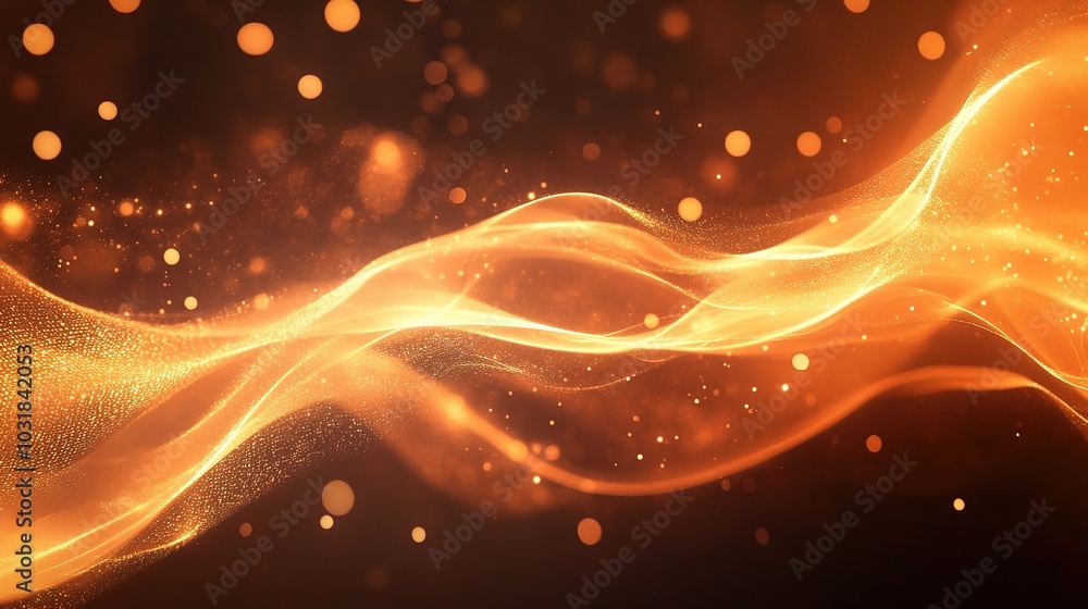 Abstract Orange Waves and Sparkles Background Abstract Orange Waves and Sparkles Background