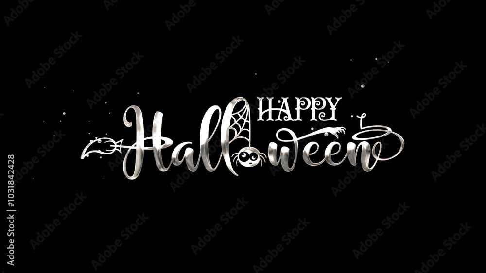 Happy Halloween Text Animation. lettering text in silver color with alpha channel or transparent background, spooky holiday design projects, Halloween parties, and fall celebrations. Happy Halloween Text Animation. lettering text in silver color with alpha channel or transparent background, spooky holiday design projects, Halloween parties, and fall celebrations.